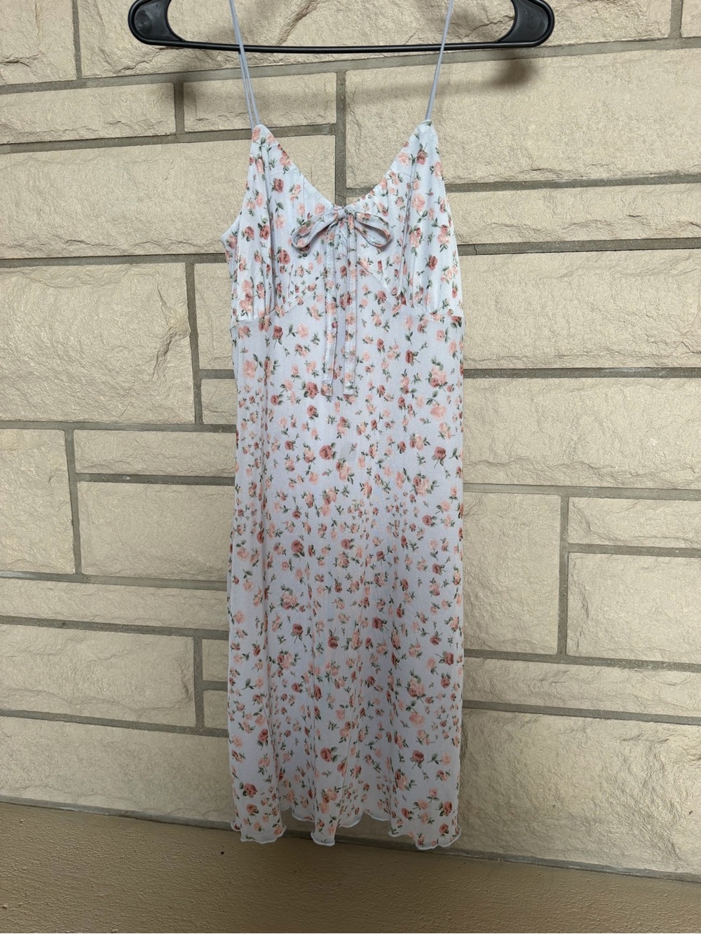 Sleeveless Floral Slip Dress in White with Pink Floral